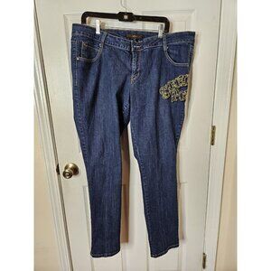 Southpole Jeans Womens Size 22x30 Blue Denim Regular Fit Embroidered Pockets